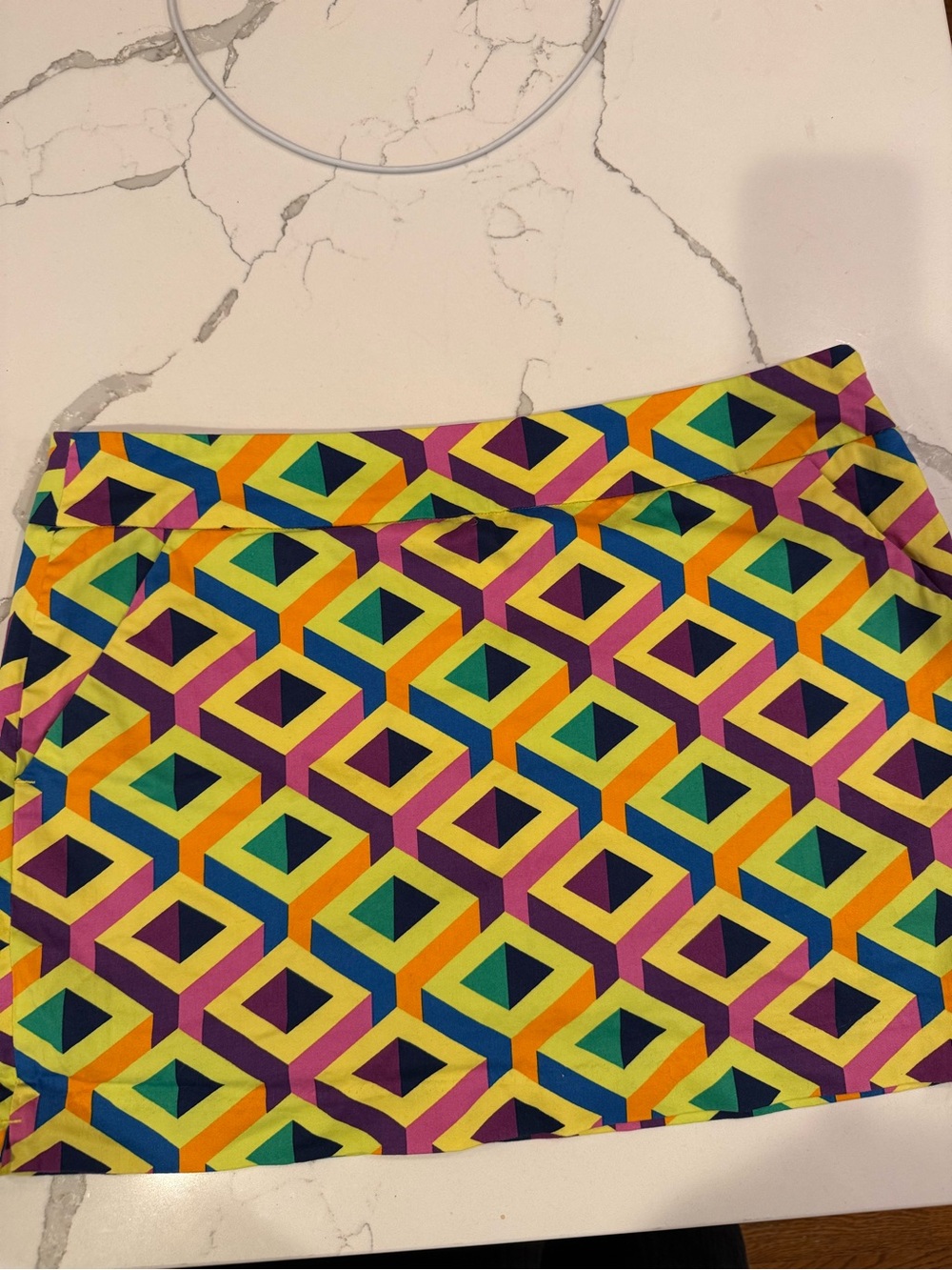 Loudmouth Ladies Geometric Print Mini Skirt in Yellow, Purple, Green, Blue 12